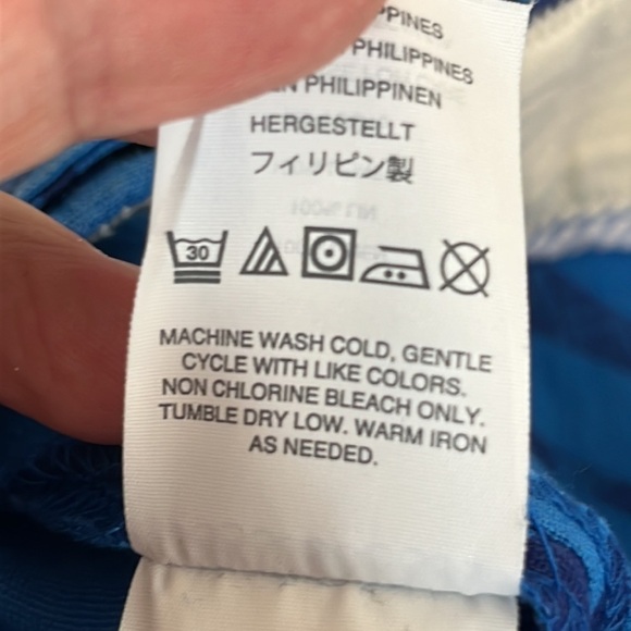 J. Crew 100% Linen Shorts Women's 2 Blue Geometric Print Inseam 3" Pockets Zip - Picture 5 of 11